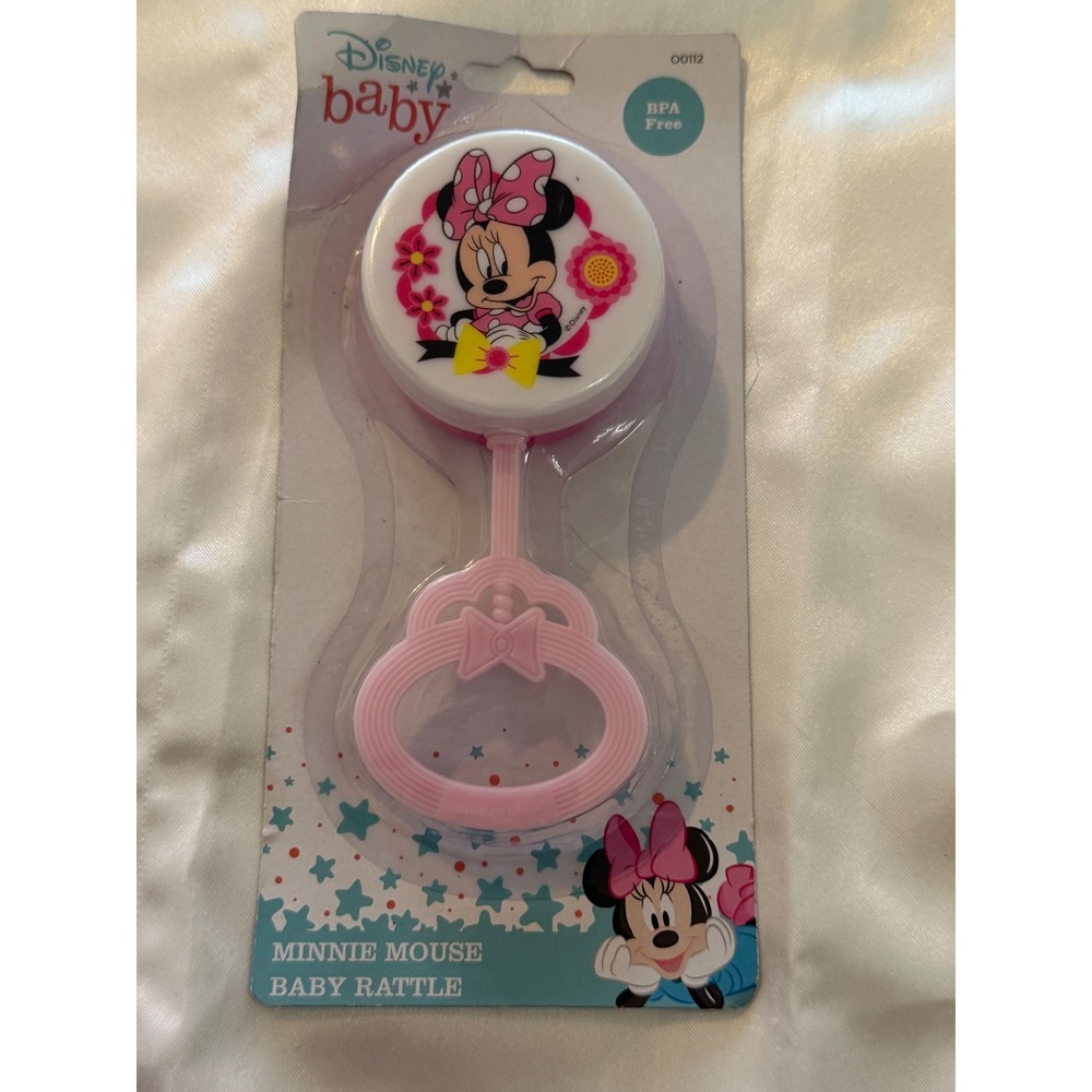 Disney Baby Minnie‎ Mouse Rattle Pink White BPA Free TY60046 New